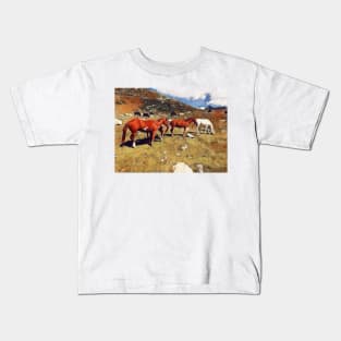 Horses in a field Kids T-Shirt